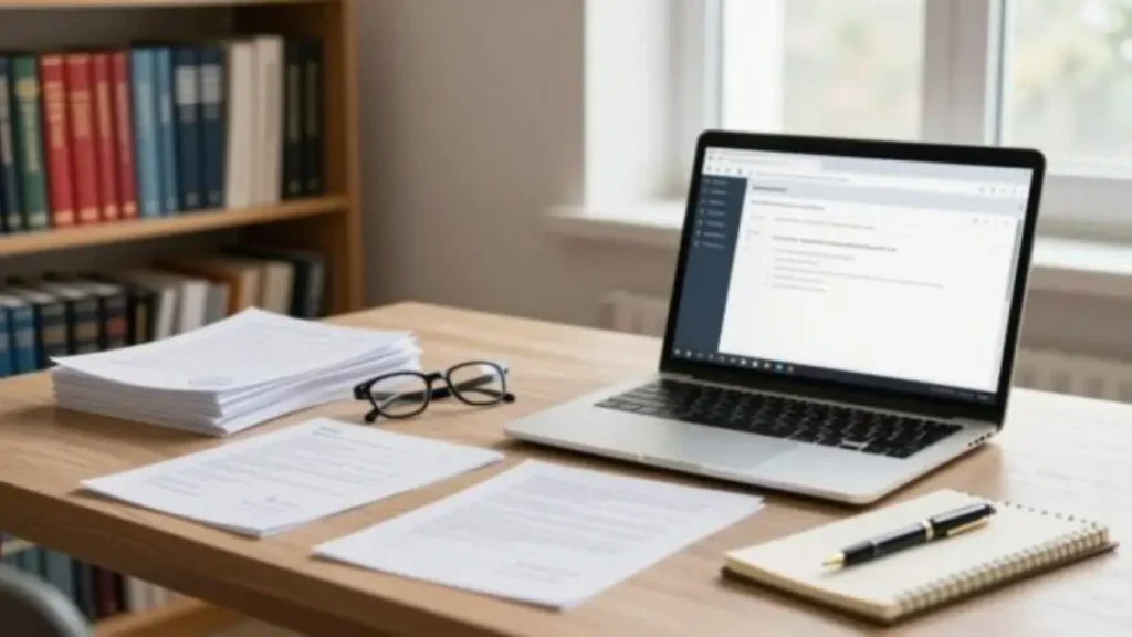 A-professional-translators-workspace-showcasing-a-certified-translation-of-documents.-In-the.